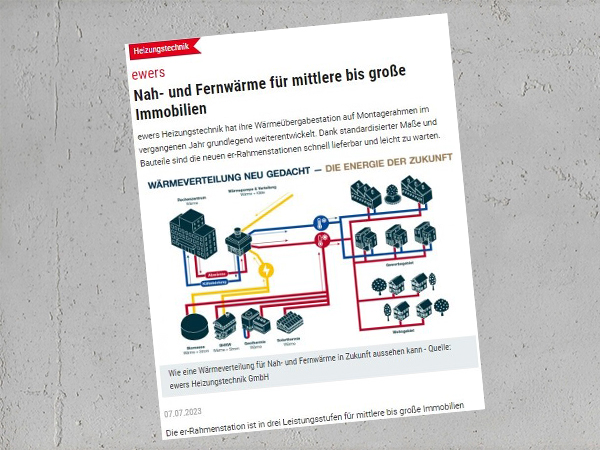Artikel:"Nah- und Fernwärme für mittlere bis große Immobilien." auf tga-praxis.de